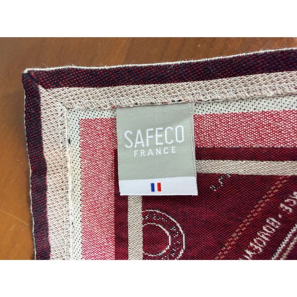 Made in France Table Runner Cream Wine Label Jacquard Woven‎ French Decor Safeco